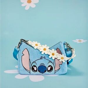 NEW Corduroy STITCH Springtime Daisy Handle Crossbody Bag Loungefly Lilo Disney